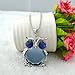 Finov Ladies Big Blue Eye Crystal Owl Pendant Necklace