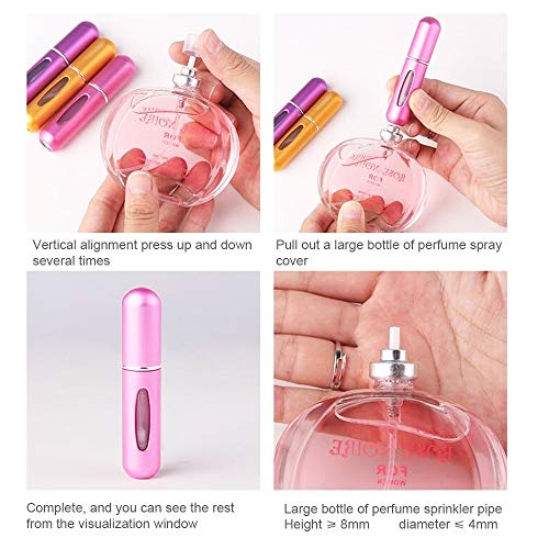 New Upgrade Travel Perfume Atomizer Refillable,GOLF 5ML Portable Mini Easy Refillable Perfume Atomizer Empty Spray Bottle for Men and Women,Scent Pump Case (Pink)