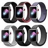HILIMNY Yunsea Compatible for Apple Watch Band 42mm, New Nylon Sport Loop, with Hook and Loop Fastener, Adjustable Closure Wrist Strap, Replacement Band Compatible for iwatch, 42mm, 6 Pack