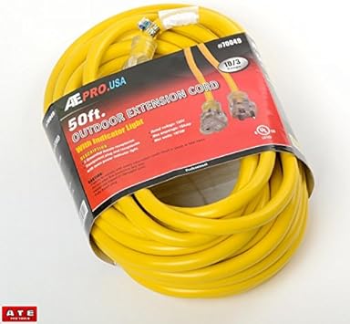 Extension Cord Outdoor 50ft 10 3 Gauge With Indicator Light U L Amazon Com