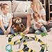 SnowCinda Toys for 4-5 Year Old Boys, 192 Pcs Dinosaur Toys Upgraded Race Car Flexible Track Jurassic World with 1 Trains&Car,1 Turntable,3 Mini Dinosaurs,Best Gift for Age 3-10 Year Old Boys/Girls
