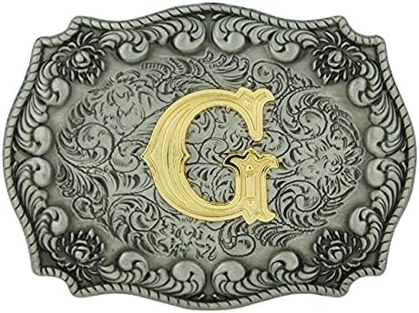 Western Style Belt Buckle Initial Gold Letters (G)