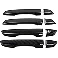 Dreamseek Door Handle Cover for 10th Gen Honda Civic 2016 2017 2018 2019 2020 2021 Sedan Hatchback Exterior Chrome Molding Trim Carbon Fiber Style (w/o Smart Keyhole)