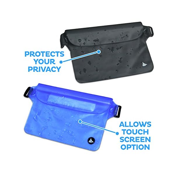 Aquamare-Waterproof-Pouch-Dry-Bag-Case-with-WaistShoulder-Strap-Fanny-Pack-2-Pack-Blue-and-Black-Color