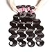 Sunber Hair Raw Brazilian Hair 3 Bundles, Virgin Brazilian Body Wave 100 Human Hair Direct Natural Black Color 16 18 20inches