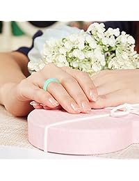 10 unidades anillo de boda de silicona, jingrays boda de silicona banda para las mujeres, fina y apilable Durable cómodo antibacteriano banda de anillos de goma