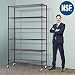Storage Metal Shelf Wire Shelving Unit with Wheels 82"x48"x18" Sturdy Steel Heavy Duty 6 Tier Layer Rack with Casters for Restaurant Garage Pantry Kitchen Garage Rack Black