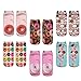 Epeius 6 Pairs Girls'/Women's 3D Cartoon Donuts No Show Socks with Box Value Pack,Pink/Blue/Black/White,Women Shoe Size 5-8