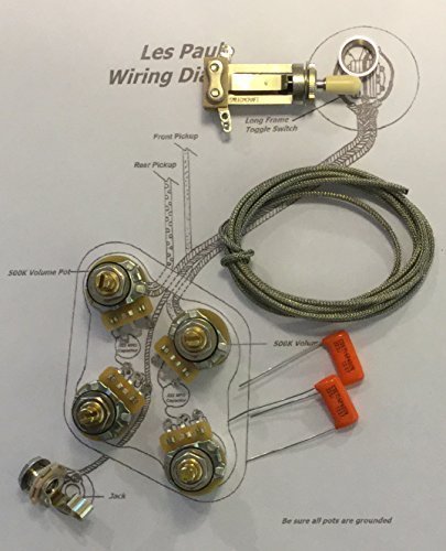 Deluxe Standard Long Shaft Wiring Kit for Gibson Les Paul - CTS 500K Pots, .022uf/400v Orange Drop Caps - Thumbnail 4