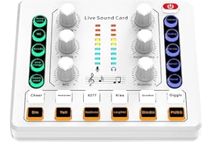 Pasuihcay Portable Podcast Production Studio Sound Card-M8 Audio Interface Caster Equipment White