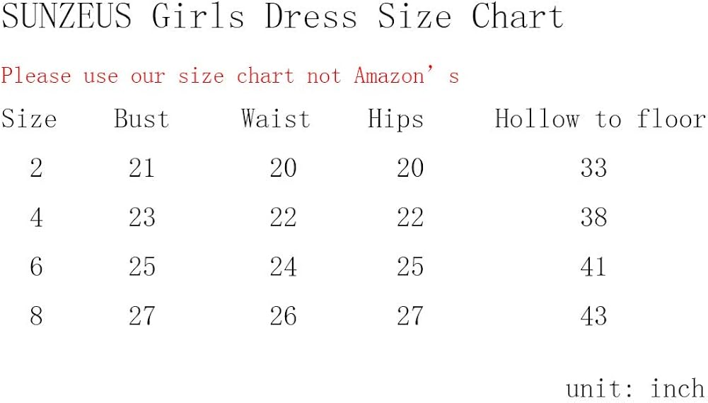 amazon dress size chart