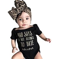 IEason Newborn Infant Baby Girls Letter Romper Jumpsuit Headband Outfits Clothes Set (6-12 Months, Black)