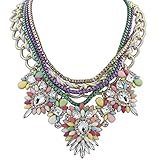 Eyourlife Christmas Hot Multi-Layers Flower Pendant Statement Chunk Collar Necklace Wedding Party