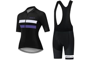 MOXILYN Women Cycling Jersey Set Short Sleeve and Bike Short Bib with 20D Padded Quick Dry Breathable XS-3XL