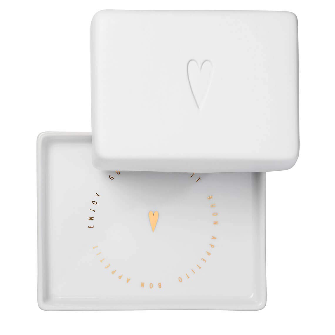 Räder Heart butter dish, porcelain with decal print, x