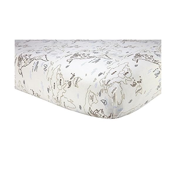 Sadie & Scout Crib Sheet, Zahara World Map Fitted 28x52 Inch (Pack of 1)