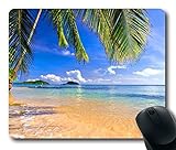 Gaming Mouse Pad Shore Palms Tropical Beach Oblong Shaped Mouse Mat Design Natural Eco Rubber Durable Computer Desk Stationery Accessories Mouse Pads For Gift Support Wired Wireless or Bluetooth Mouse