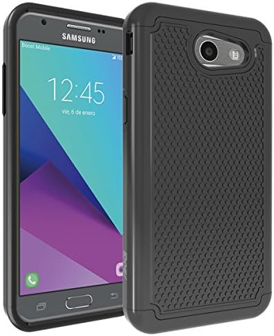 Galaxy J3 Emerge Case , J3 2017 Case , Galaxy Amp Prime 2 Case Express Prime 2 Case Shockproof Hybrid Dual Layer Armor Rugged Defeder Protective Case Cover For Samsung Galaxy J3 Emerge - Black
