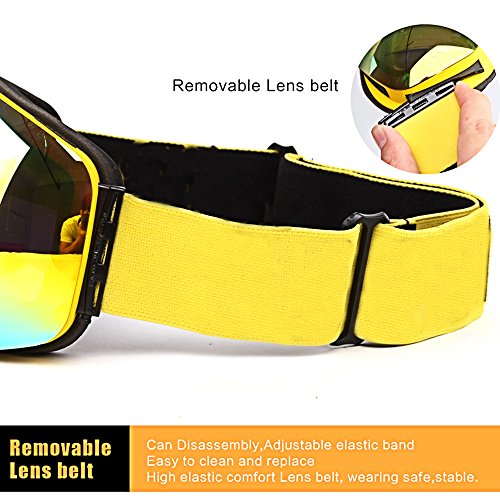 Loyalfire Ski Goggles, Polarized Snow Goggles with Double Layers UV Protection Anti-Fog Myopia Frame Ski Mask Glasses Skiing Men Women Kids Snow Snowboard Goggle