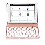 Earto iPad Mini 4 Keyboard Case 7 Color Backlit Bluetooth Keyboard Cover Slim Built-in Stand Folio Keyboard Case for iPad Mini 4 (Rose Gold)