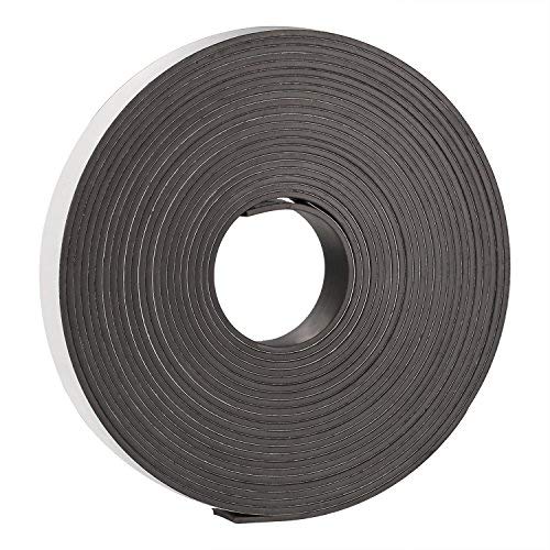 Roll of Self-Adhesive Flexible Magnetic Tape for DIY Projects and Dry Erase Boards, 1/16 Inch Thick by 1/2 Inch Wide by 197 Inch Long
