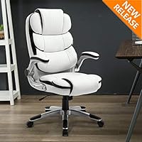 YAMASORO Heavy Duty White Office Chair Desk Chair Stylish High Back Computer Chair with Adjustable Arms and Back Support for Heavy People