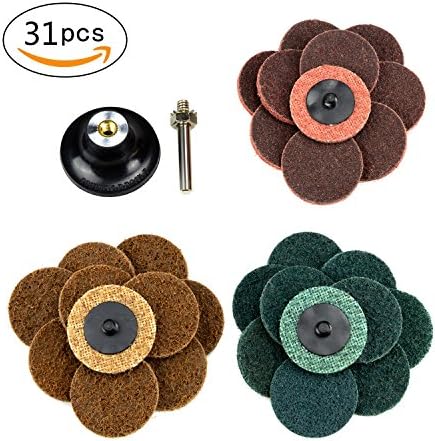 2 Inch Quick Change Sanding Disc and Tray Set 31 Pack Fine Medium Coarse Grit Roll Lock Sanding Disc for Die Grinder Surface Rust Paint Removal by MoArmor