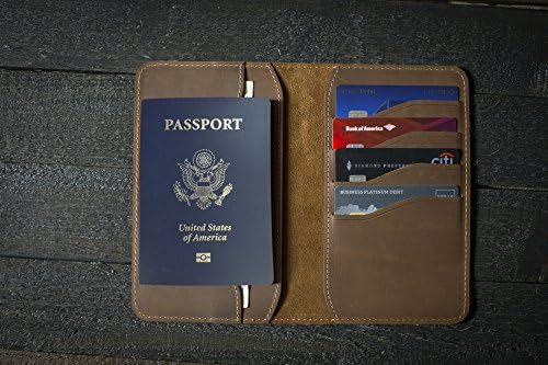 Personalized Leather Passport Wallet, Distressed Leather Travel Wallet, Passport Holder, Leather Passport Cover Sand Brown Made is USA #2c