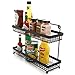 MyGift 2 Tier Countertop or Wall Mount Black Metal Wire Spice Holder Rack, Kitchen Counter Storage, Pantry Cabinet Shelf Organizer, Coffee Bar Organization