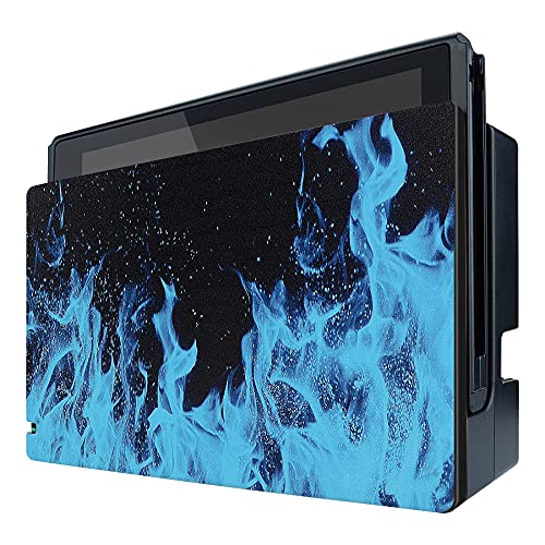 PlayVital Blue Flame Custom Dock Cover for Nintendo Switch, Dust Anti Scratch PC Hard Faceplate Shell Cover for Nintendo Switch Charging Station - Dock NOT Included