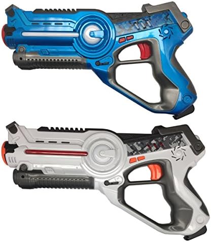 Laser Tag Gun kid's Toy Infrared Gun Indoor and Outdoor Team Combat Design Game Laser Blasting Label, Blue and White 2 packs.