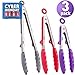 Silicone Kitchen Tongs Cooking Set - 3 Non-scratch Tongs - For All Your BBQ Grill and Serving Needs - Made From Long Lasting Stainless Steel with Silicone Tips - Non-slip Handles and Built-In Rests