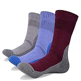 YUEDGE 3 Pairs Women’s Cotton Cushion Crew Outdoor Sports Athletic Hiking Socks