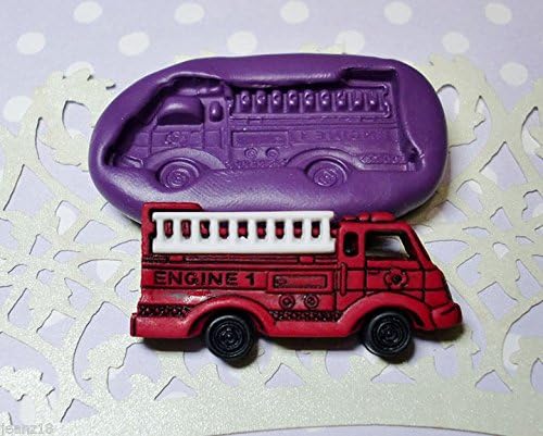 Silicone Mold Fire Engine Mould (38mm) Cupcake Topper Dollhouse Clay Jewelry