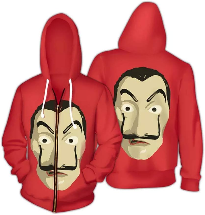 Unisex dali Hoodie La Casa De Papel Costume Hoodie Jumpsuit with Mask