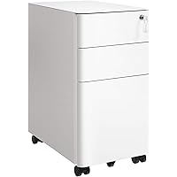 SONGMICS File Cabinet, Steel Filing Cabinet with 3 Drawers, Mobile Pedestal Cabinet Under Desk, with Lock, Fully Assembled Ex