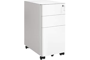SONGMICS File Cabinet, Steel Filing Cabinet with 3 Drawers, Mobile Pedestal Cabinet Under Desk, with Lock, Fully Assembled Ex
