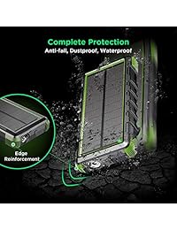EasyAcc 24000mAh Solar Power Bank Cargador portátil a prueba de agua resistente con entrada doble 6A y salida de control de calidad   Negro y Verde