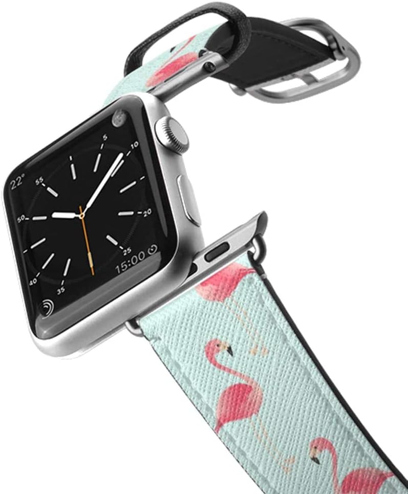 Casetify Bands Compatible for Apple Watch Bands 38mm 42mm with Silver Stainless Steel Buckle Replacement Band for iWatch Apple Watch Series 4 Series 3 Series 2 Series 1 (Flamingos)