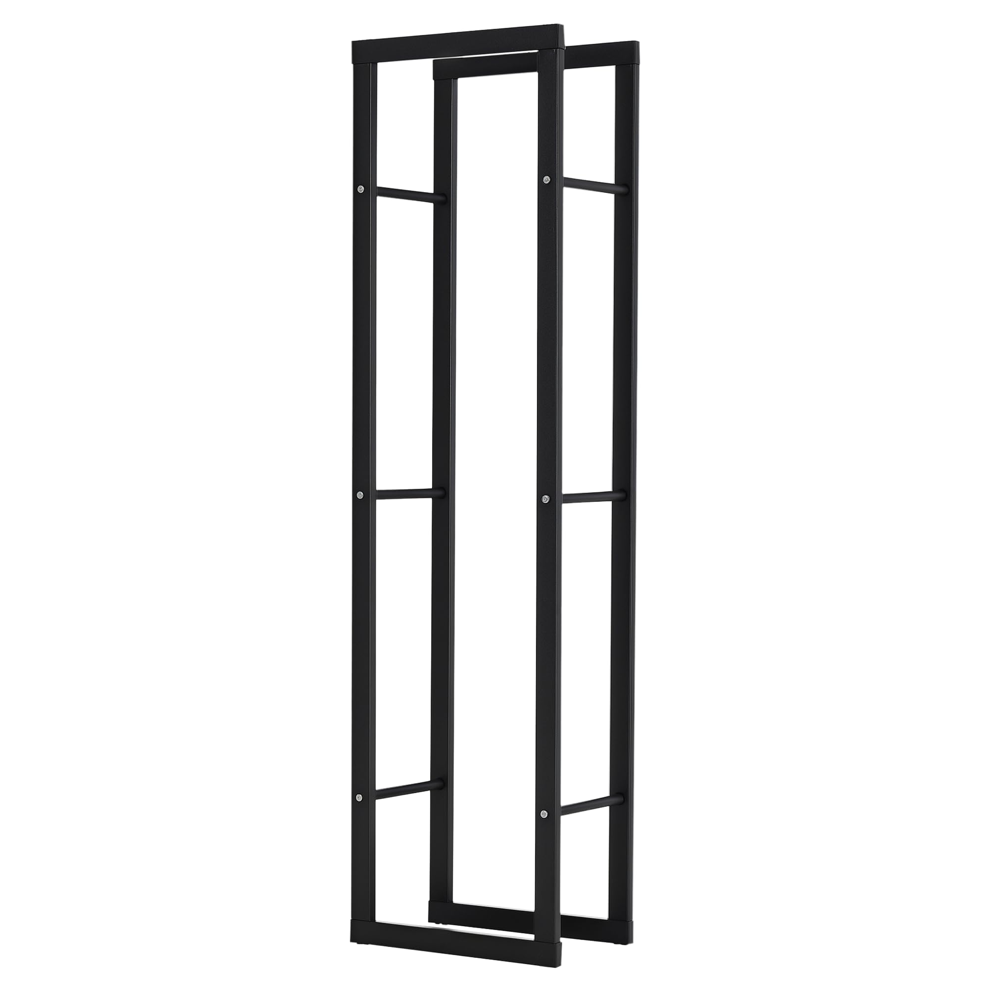 HOMCOM Metal Firewood Log Holder Tall Firewood Rack Indoor Outdoor Fireplace Wood Storage Shelf with Side Rails, Rust-Resistant, Black, 40W x 25D x 150H cm