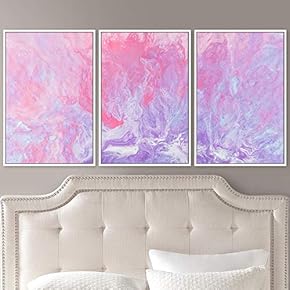 signwin 3 Piece Framed Canvas Wall Art Pink...