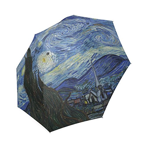 Fashionable Vincent Van Gogh Starry Night Compact Travel Windproof Rainproof Umbrella