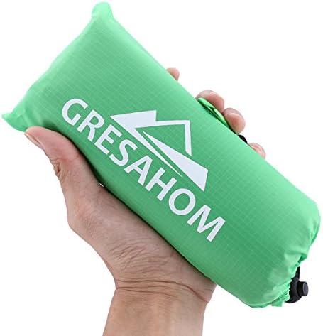 Pocket Blanket, Picnic / Beach Blanket with Sand Pocket & 4 Stakes, Gresahom Outdoor Blanket Made from Lightweight Waterproof & Sandproof Material for Camping, Beach, Hiking with Carabiner and Pouch
