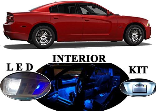 LED lights for Dodge Charger Premium Blue LED Package Upgrade - Interior + License plate / Tag + Vanity / Sunvisor (12 pieces)