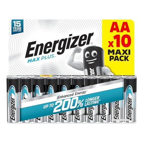 MAX Plus - Pilas AA (Paquete de 10) 1,5V Baterías Alcalinas - Energía Que Dura 200% Más - Accesorios de Ordenador y Smart Home - Embalaje 100% reciclable - 15 años de Vida útil