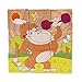 Rolimate Educational Preschool Forest Animal Wooden Cube Block Jigsaw Puzzles - Kangaroo Ostrich Camels Apes Snakes Panda, Birthday gift toy for Age 1 2 3 4 5 6 7 Years Old and Up Toddlers Kids Baby