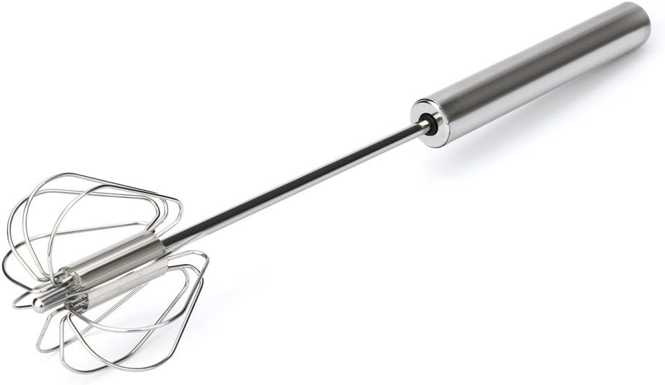 VENMO Stainless Steel Hand Press Auto Rotating Whisk, Push Whip Wire Mixer Egg Beater Kitchen Practical Cooking Tool