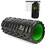Gravity Fitness Foam Roller, High Density Foam & Durable PVC Core, 3 Different Intensity Zones - Maximizes Flexibility 13 x 5.5 Inches, Includes Free Storage Bag and Exercise Program (Black)