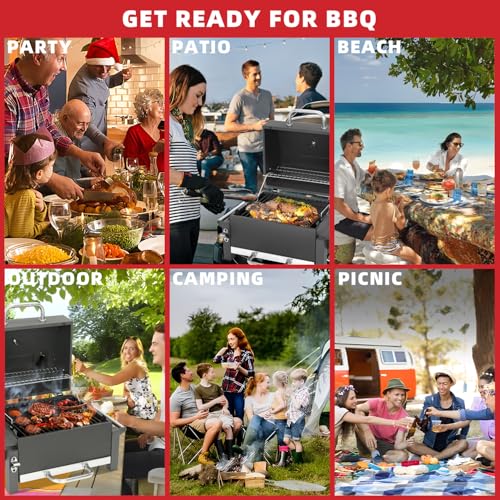 Camping Grill Foldable Portable Charcoal Grill Table Grill for Camping Kitchen & Outdoor Mini Charcoal Grill Foldable with Grill Grate, Ideal for BBQ, Travel, Picnic