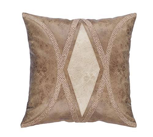 Cushion Cover, Handmade Cushions, Decorative Cushions, Velvet Touch Laser Cut Embroidery Accent Home Sofa Cushion Cover Pillowcase (Standard, 45 x 45 cm) Coffee Brown/Cream